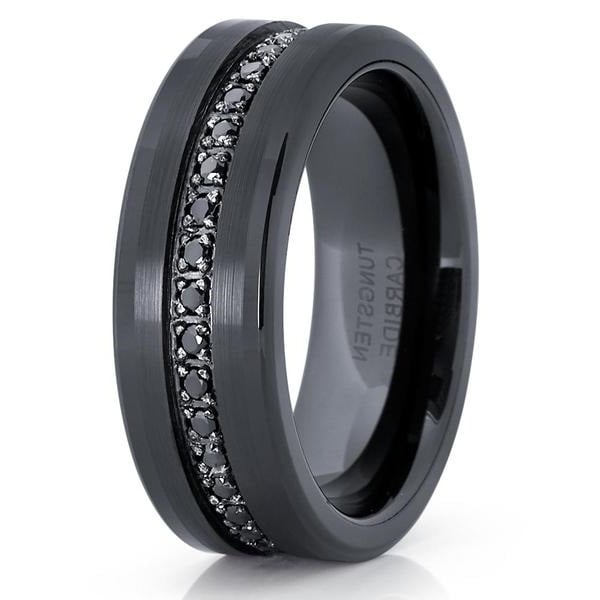 8mm- Black Tungsten Wedding Band - Black Tungsten Ring - Mens Ring Image 1
