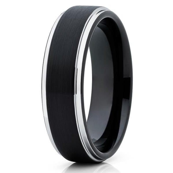 Black Tungsten 6mm -  Wedding Band - Black Tungsten Ring - Black Ring Image 1