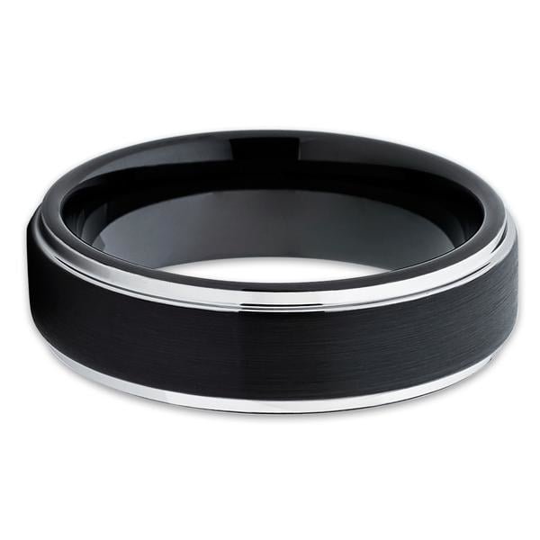 Black Tungsten 6mm -  Wedding Band - Black Tungsten Ring - Black Ring Image 2