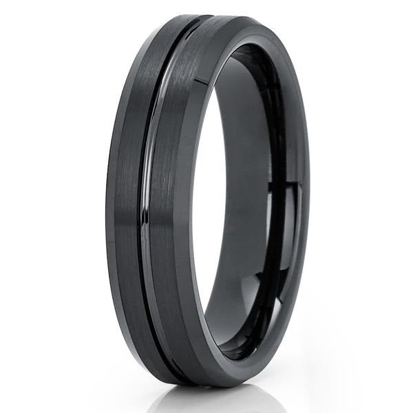 Black Tungsten 6mm - Wedding Band - Black Tungsten Ring - Black Ring Image 1