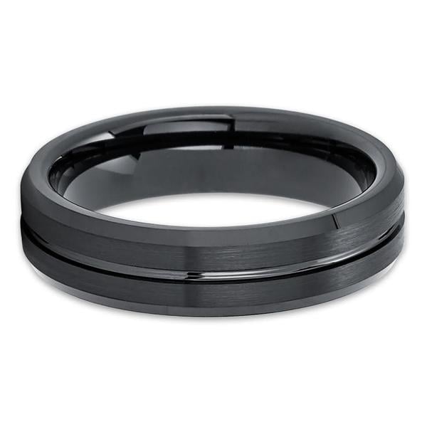 Black Tungsten 6mm - Wedding Band - Black Tungsten Ring - Black Ring Image 2