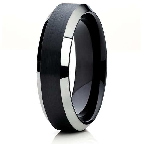 6mm- Black Tungsten Wedding Band - Black Tungsten Ring - Engagement Ring Image 1