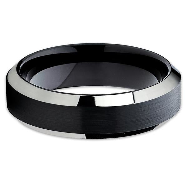 6mm- Black Tungsten Wedding Band - Black Tungsten Ring - Engagement Ring Image 2