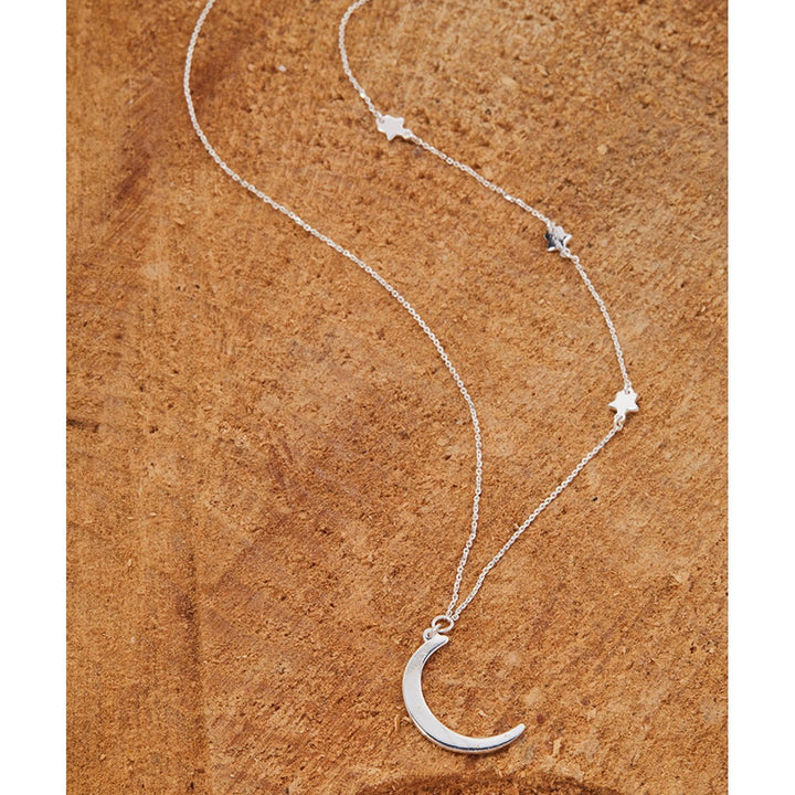 Sterling Silver Crescent Moon Necklace 18k Gold Plated 18 Inch Stamped 925 Image 1