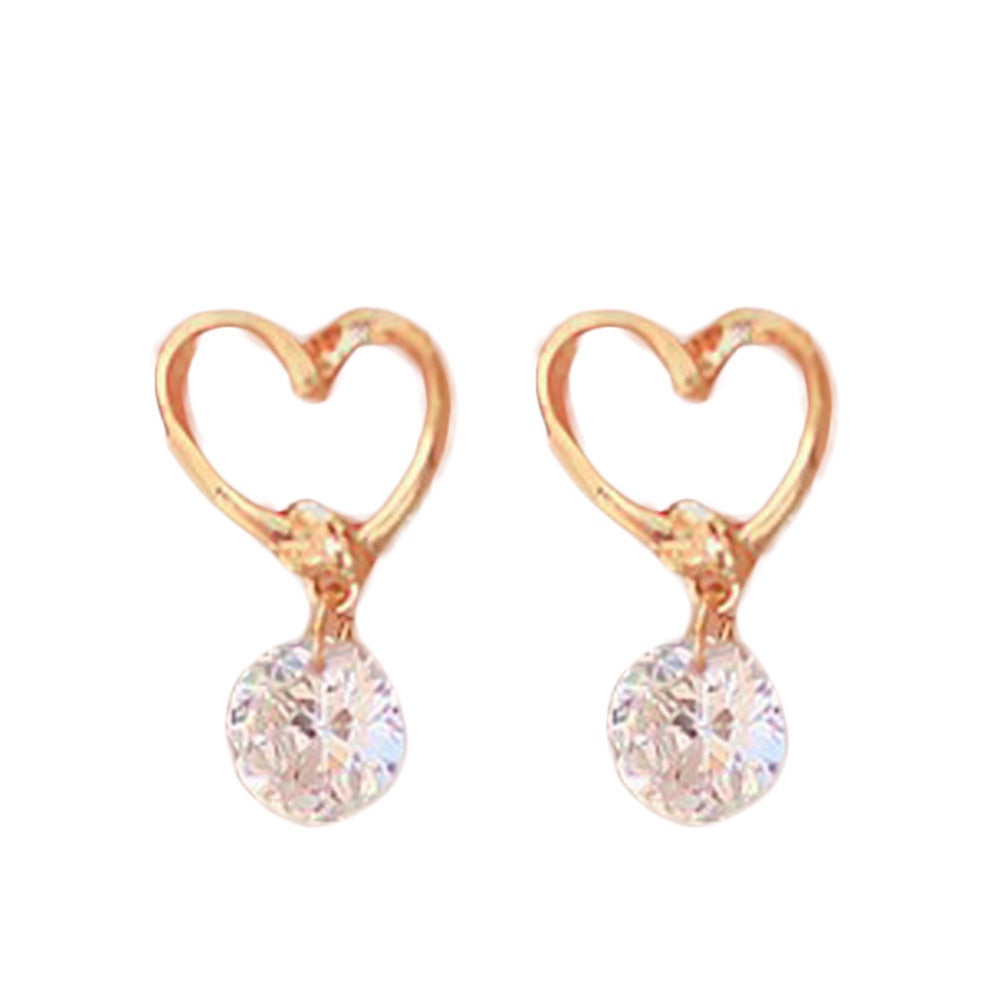 Heart Drop Dangle Cubic Ziconia CZ Earrings Naked Drill Heart Earrings Image 1