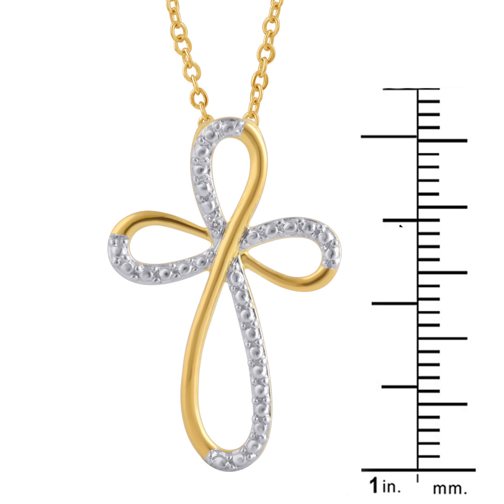 14k Gold Plated Crystal Accent Infinity Cross Necklace Image 2