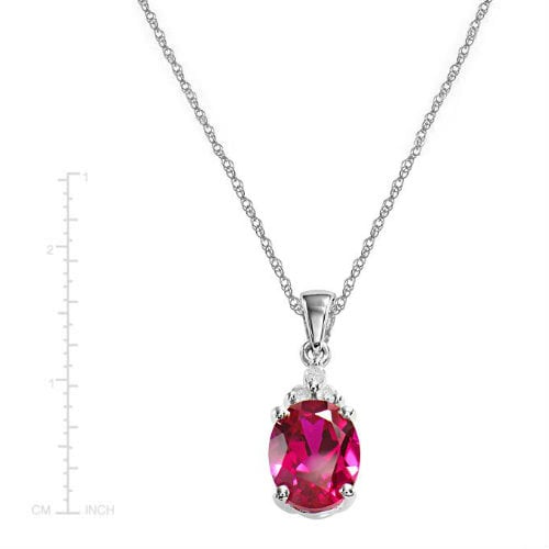 Sterling Silver Semi-Precious Red Ruby Diamond Accent Drop Pendant Necklace Jewelry for Women Image 2