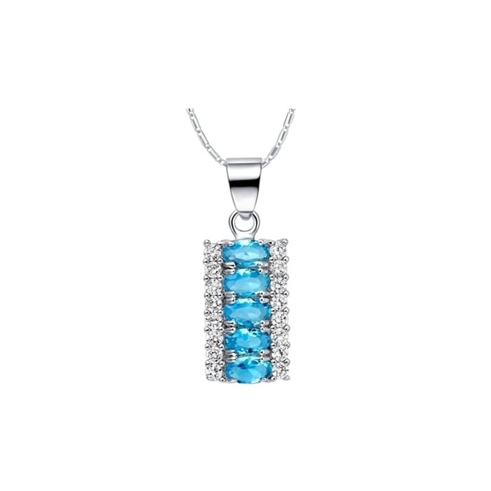 Genuine Blue Topaz And White Topaz Pendant Necklace Image 1