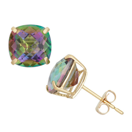 CZ Stud Earring 18K Gold Plated Square Cut Rainbow Colorful Cubic Zirconia Earrings Image 1