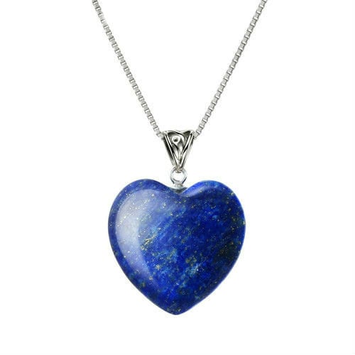 Natural Created Gemstone Heart Drop Necklace Stone Heart Necklace Image 2