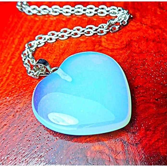 Natural Created Gemstone Heart Drop Necklace Stone Heart Necklace Image 1
