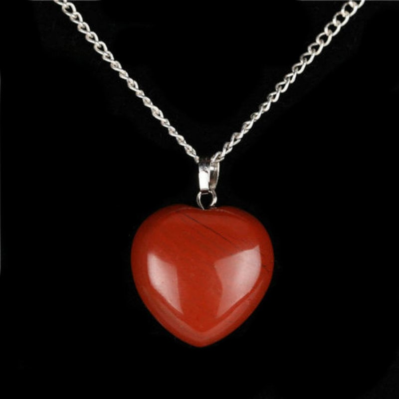 Natural Created Gemstone Heart Drop Necklace Stone Heart Necklace Image 6