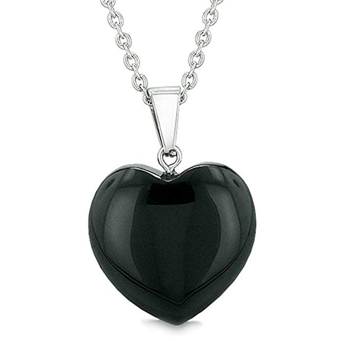 Natural Created Gemstone Heart Drop Necklace Stone Heart Necklace Image 9