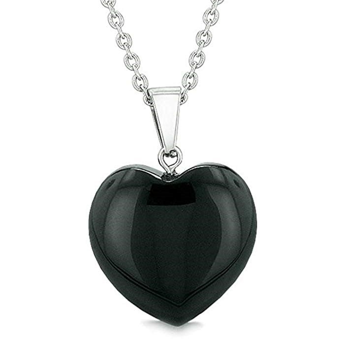 Natural Created Gemstone Heart Drop Necklace Stone Heart Necklace Image 1