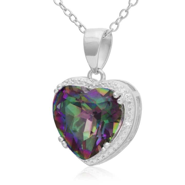 White Gold Plated Multi Color Mystic Heart Pendant Image 2