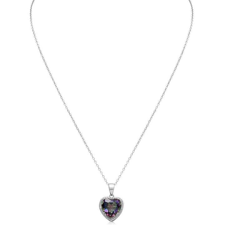 White Gold Plated Multi Color Mystic Heart Pendant Image 4