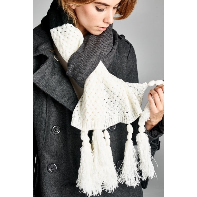 Cozy Knit Color Block Long Scarf Image 1