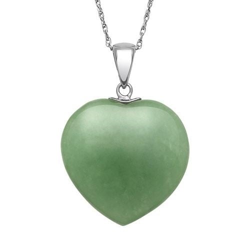 Sterling Silver Natural Jade Heart Necklace Image 1