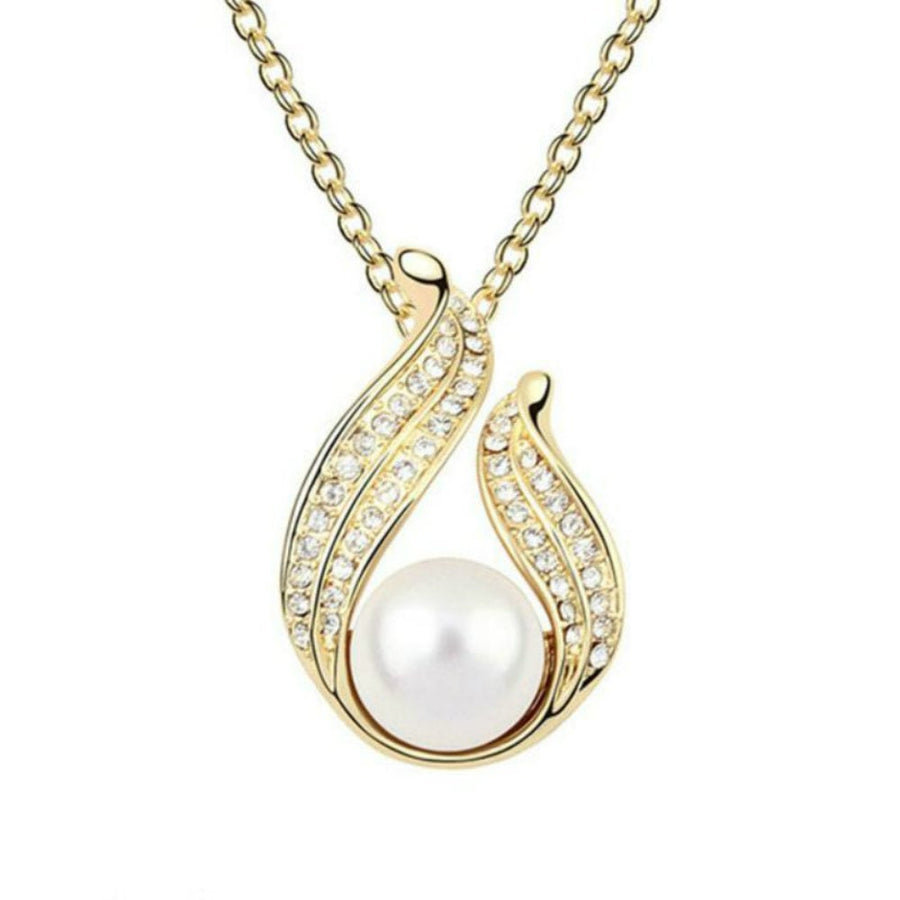 Micro Pave Gold Plated Pearl Statement Necklace Image 1