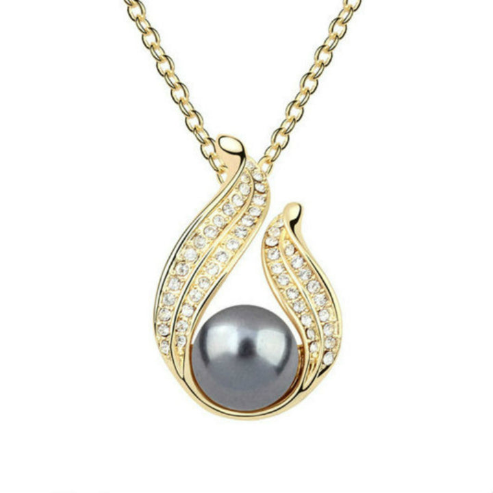 Micro Pave Gold Plated Pearl Statement Necklace Image 2