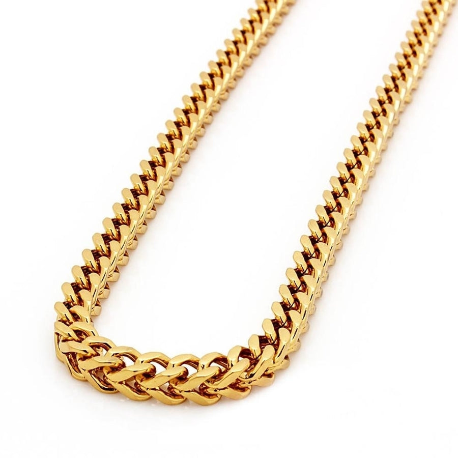 18K Gold Plated Stainless Steel 8mm Thick Franco Curb Chain 24" Image 1