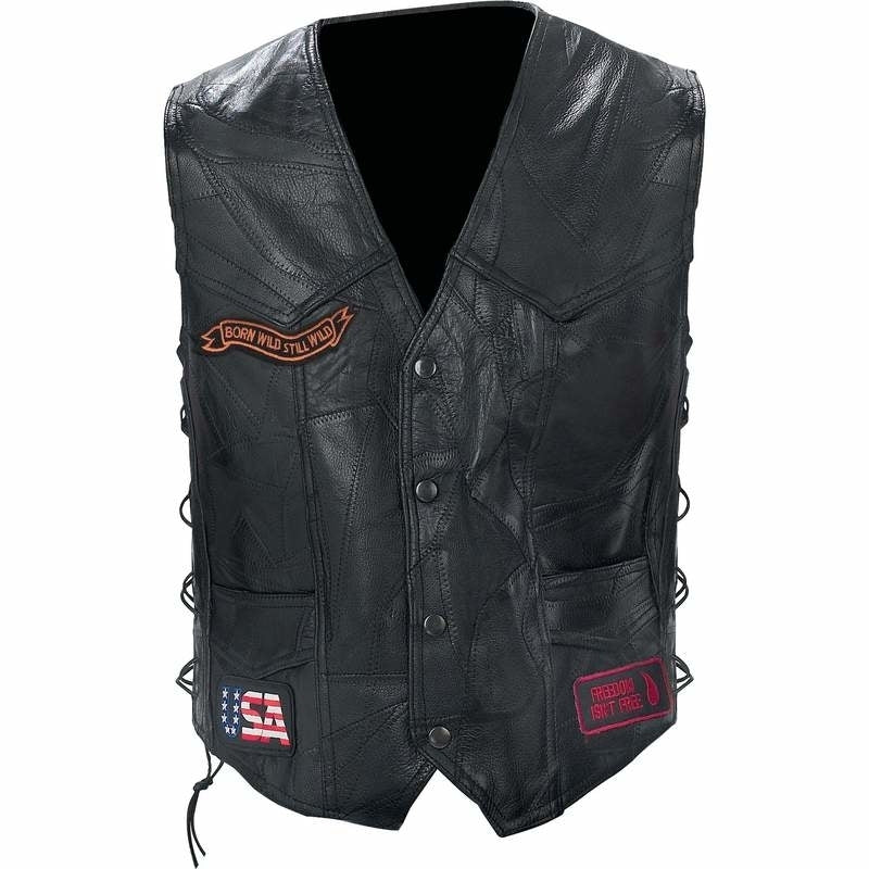 Rock Design Genuine Buffalo Leather Biker Vest Image 1