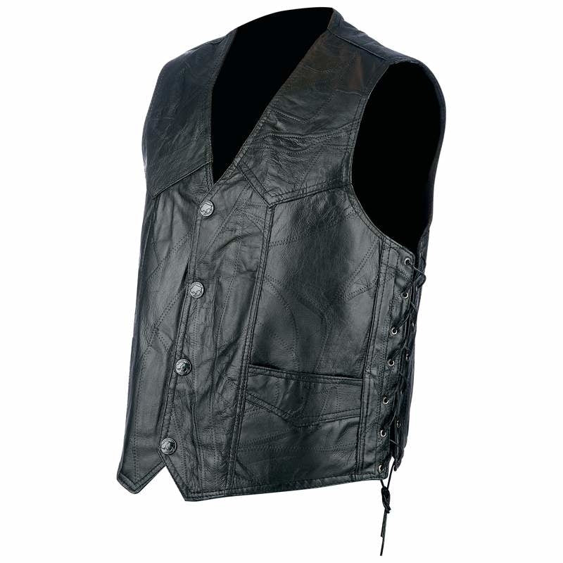 Rock Design Genuine Hog Leather Biker Vest Image 1