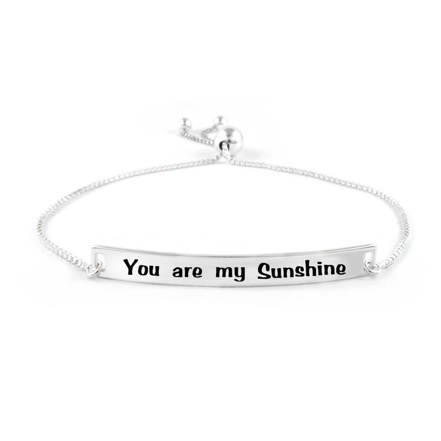 Italian Sterling Silver Adjustable Bracelet Engraved You Are My Sunshine 925 Image 1