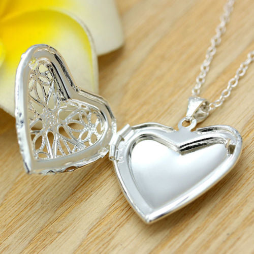 Filigree Style Heart Locket NecklaceMultiple Finishes Image 6