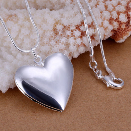 Filigree Style Heart Locket NecklaceMultiple Finishes Image 4