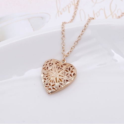 Filigree Style Heart Locket Necklace Multiple Finishes Image 1