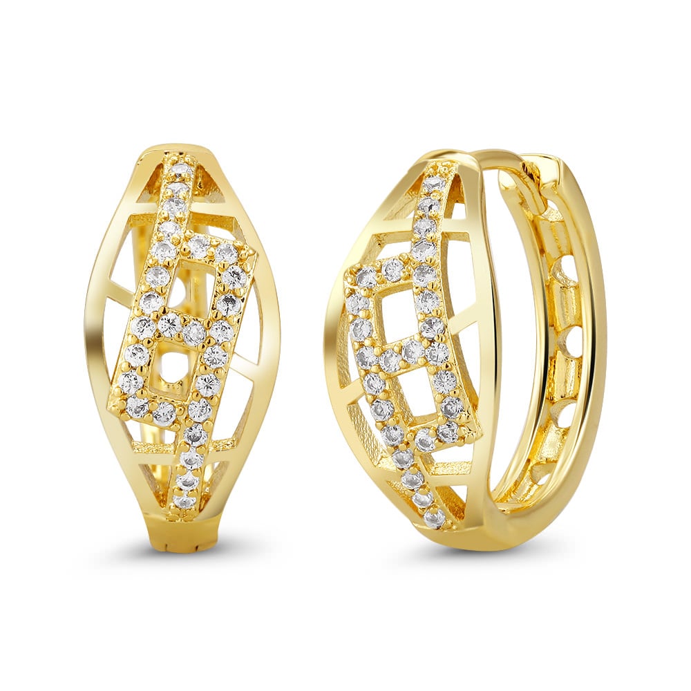 18kt Yellow Gold Cubic Zirconia Huggie Earrings Image 1