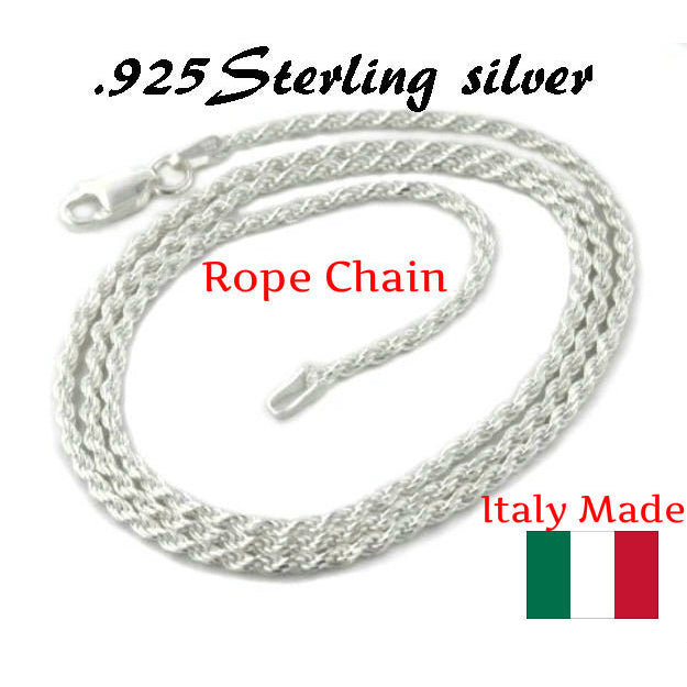 Solid Italian Diamond Cut Sterling Silver Rope Chain in Sterling Silver Image 3