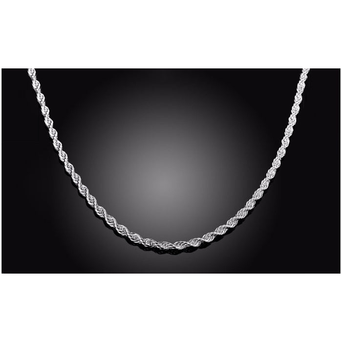 Solid Italian Diamond Cut Sterling Silver Rope Chain in Sterling Silver Image 1