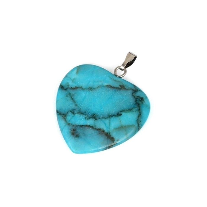 Sterling Silver Natural Turquoise Heart Pendant Necklace Image 3