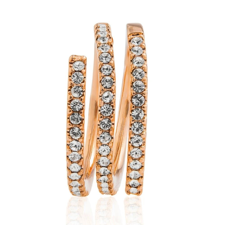 18k Rose Gold Plated Luxury Coiled Ring Designed with Sparkling Crystals by Matashi Size 7 Image 2