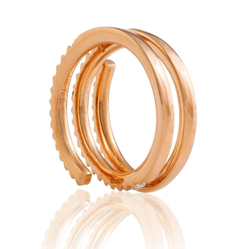 18k Rose Gold Plated Luxury Coiled Ring Designed with Sparkling Crystals by Matashi Size 7 Image 4