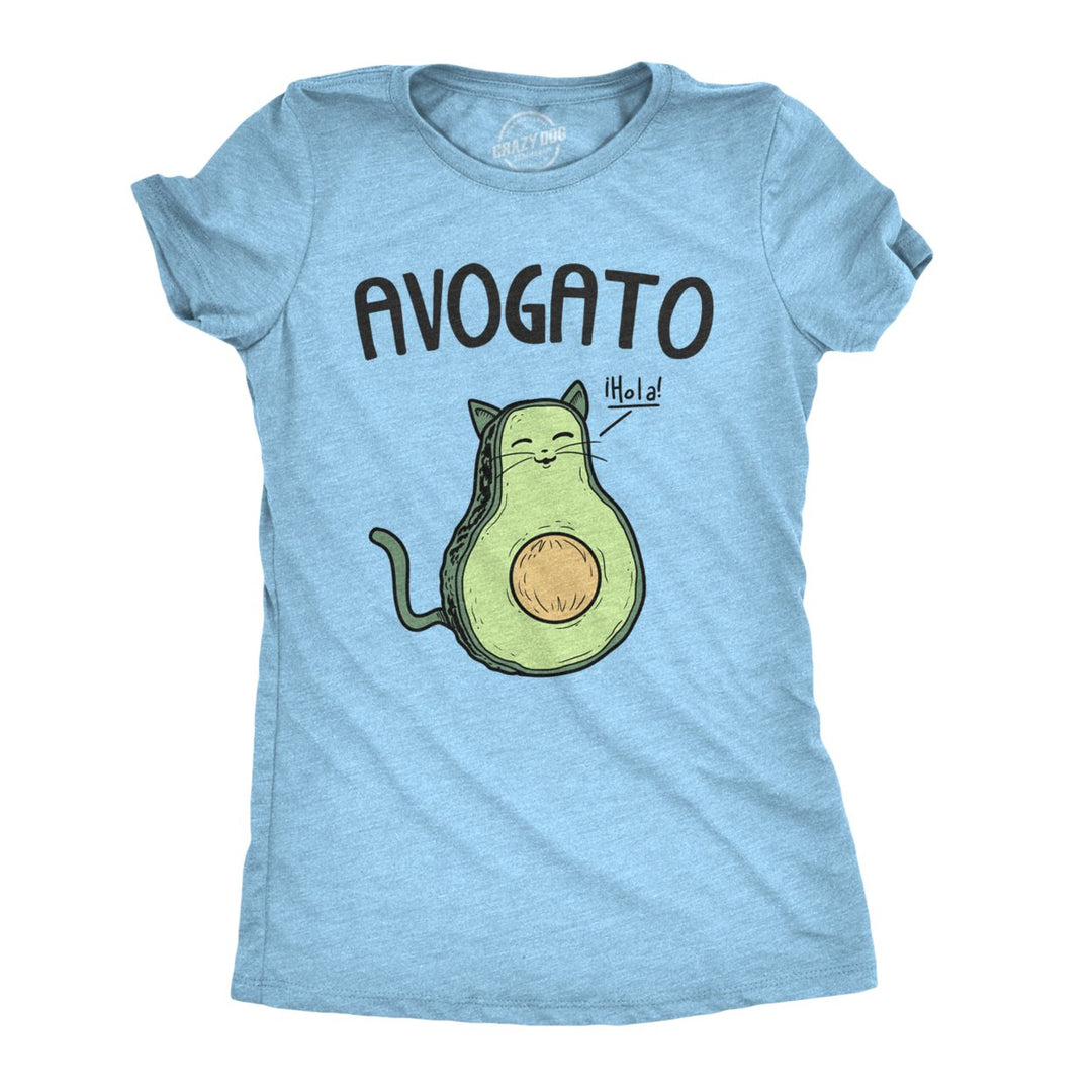 Womens Avogato Funny T shirt Avocado Cat Cute Face Graphic Novelty Tee for Girls Image 1