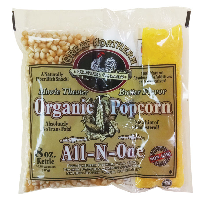 GNP Certified Organic 8 Ounce Popcorn Portion Packs, Case of 18 Movie Theater Image 1