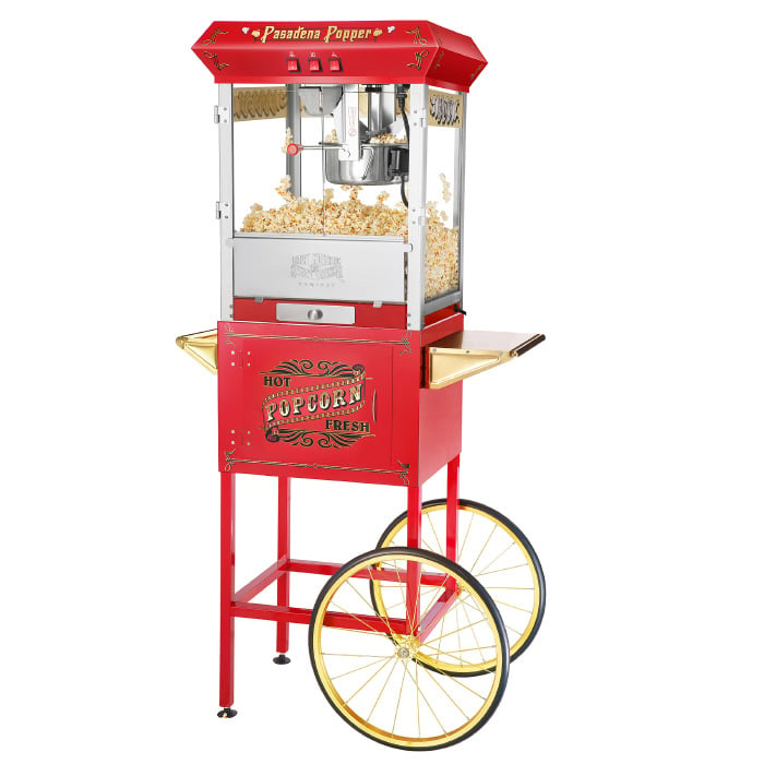 Great Northern Red Antique Popcorn Popper Machine 8oz with Cart Stainless Steel Image 1