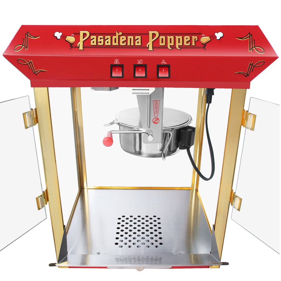 Great Northern Red Antique Popcorn Popper Machine 8oz with Cart Stainless Steel Image 4