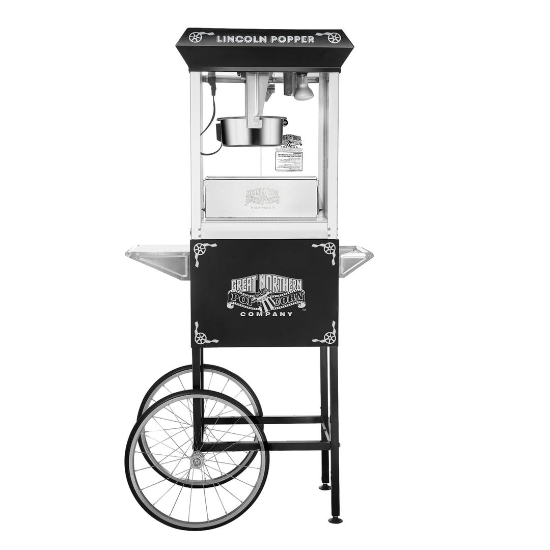 Great Northern Black Antique Style Popcorn Popper Machine with Cart 8 Oz Image 4