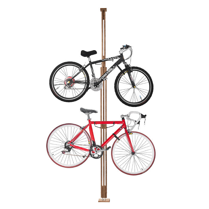 Woody Bike Stand Wooden Bicycle Rack Holds 2 Bikes Adjustable 7-10 ft Storage Image 1