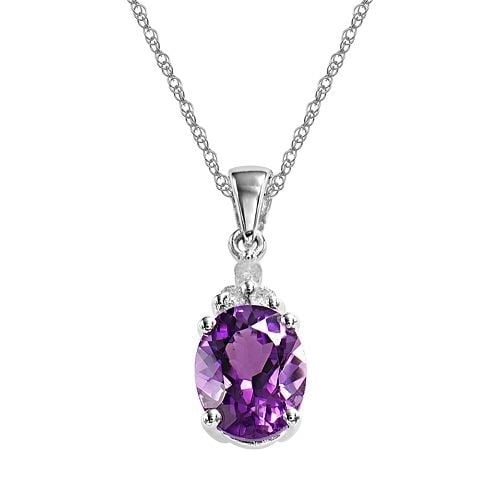 10k White Gold Plated Semi-Precious Pendant Necklace Image 1