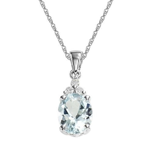 10k White Gold Plated Semi-Precious Pendant Necklace Image 1