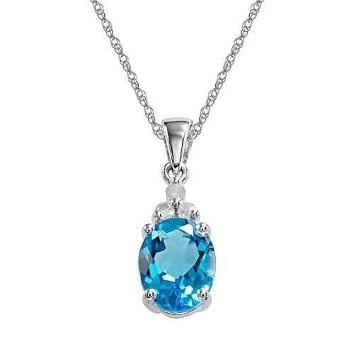 10k White Gold Plated Semi-Precious Pendant Necklace Image 1