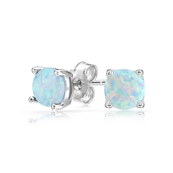 925 Sterling Silver Fire Opal Stud Earrings Rose Gold Plated Over .925 Silver Image 9
