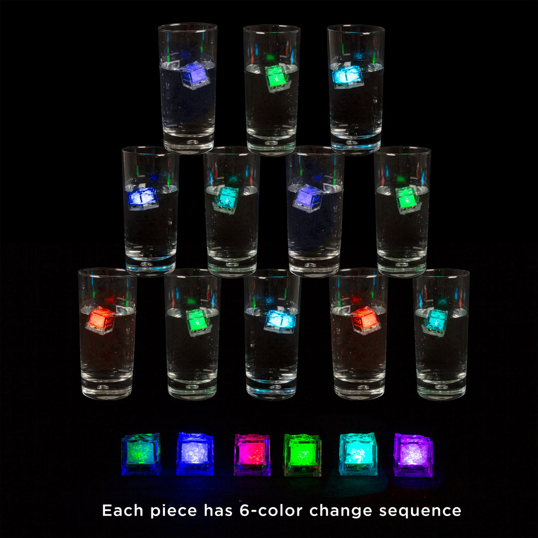 12 LED Waterproof Ice Cube Shaped Lights Drinks Wine Light Up Water Activated Image 3