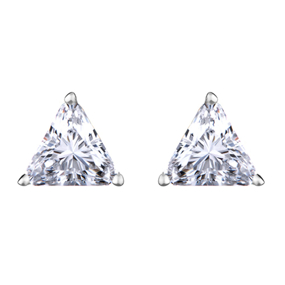 Fashion Exquisite Triangle CZ Pierced Crystal Zircon Stud Earrings Image 2