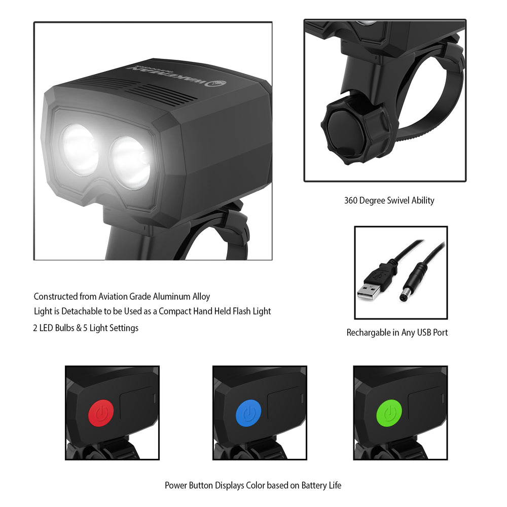 Professional Bright Bike Light Bicycle Rechargeable Headlight Mounting Bracket NO BATTERIES Image 2